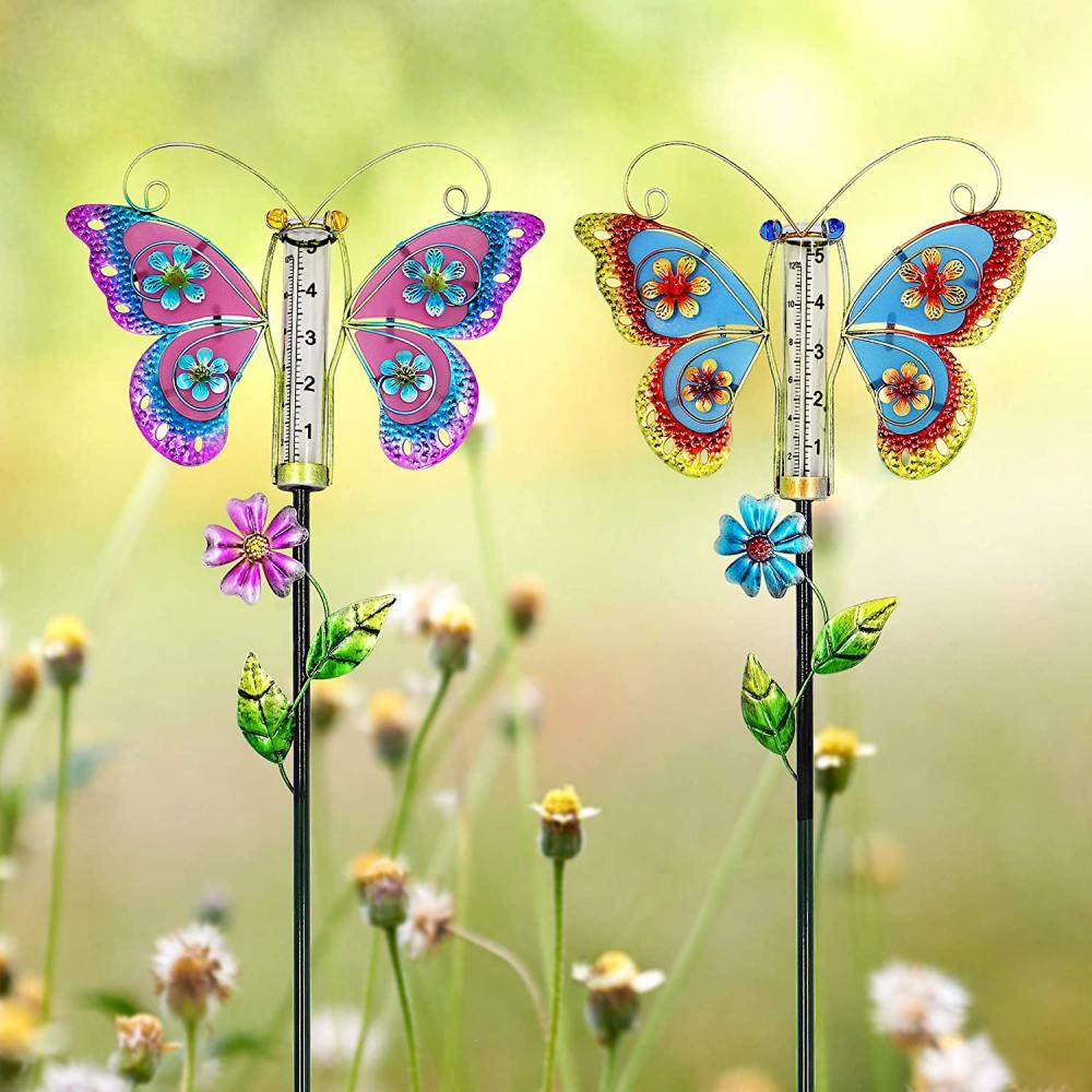 Decoración de estacas de jardín de mariposa de pluvió