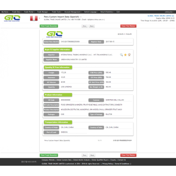 Data Import Tersuai Mesin Buah-Peru