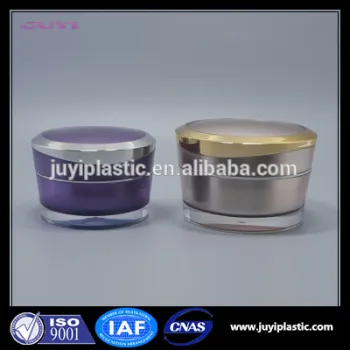 acrylic cosmetic plastic jar cream, gold purple plastic jars with silver line plastic face cream jar container
