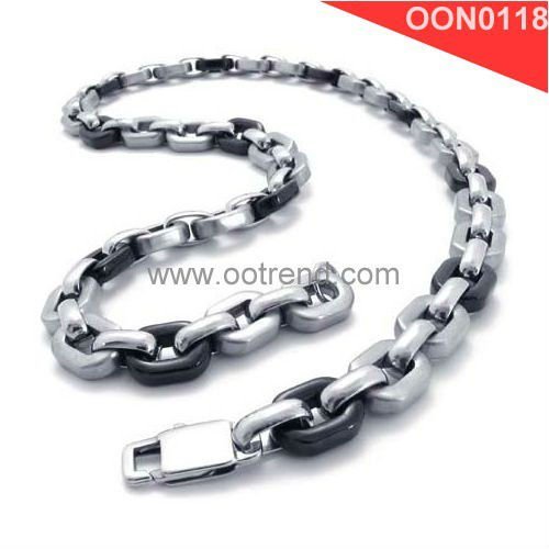 Two tone stainless steel chain necklace for true men