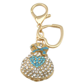 Princess stylish full jeweled pocket-shaped inspired fancy keychain, OEM/ODM/small orders accepted