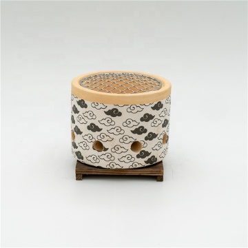 Cylindrical Household Ceramic Barbecue Stove with Grill