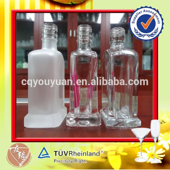Food Grade New Design Small Square Glass 50ml Wine Bottle