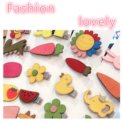 5/10Pcs/Set Girls Cute Cartoon Animals Fruit Leather Hairpins Children Lovely Hair Clips Barrettes Baby Kids Hair Accessories