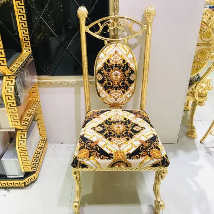 Elegant Wedding Chair - French Deluxe Palace Style Hotel Lobby Home Golden Dining Chair