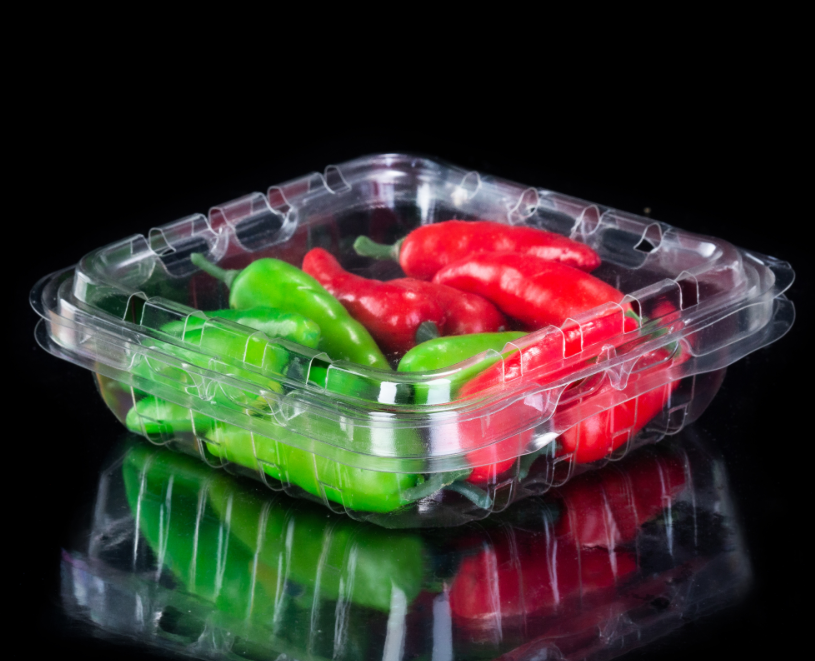 Boîte d'emballage de légumes jetable de supermarché avec couvercle