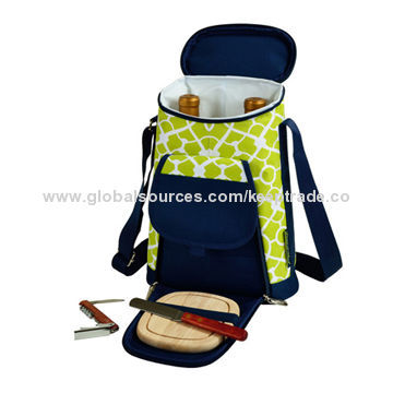 Wine and Cheese Cooler, Made of Natural Fiber Weave/600D Polyester