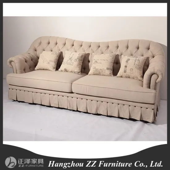 Rural style vintage linen three seats sofa
