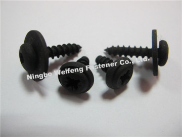 black pan head self tapping screw with washer