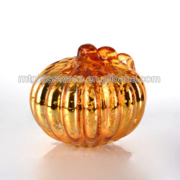 Golden pumpkin Halloween decorations glass pumpkin