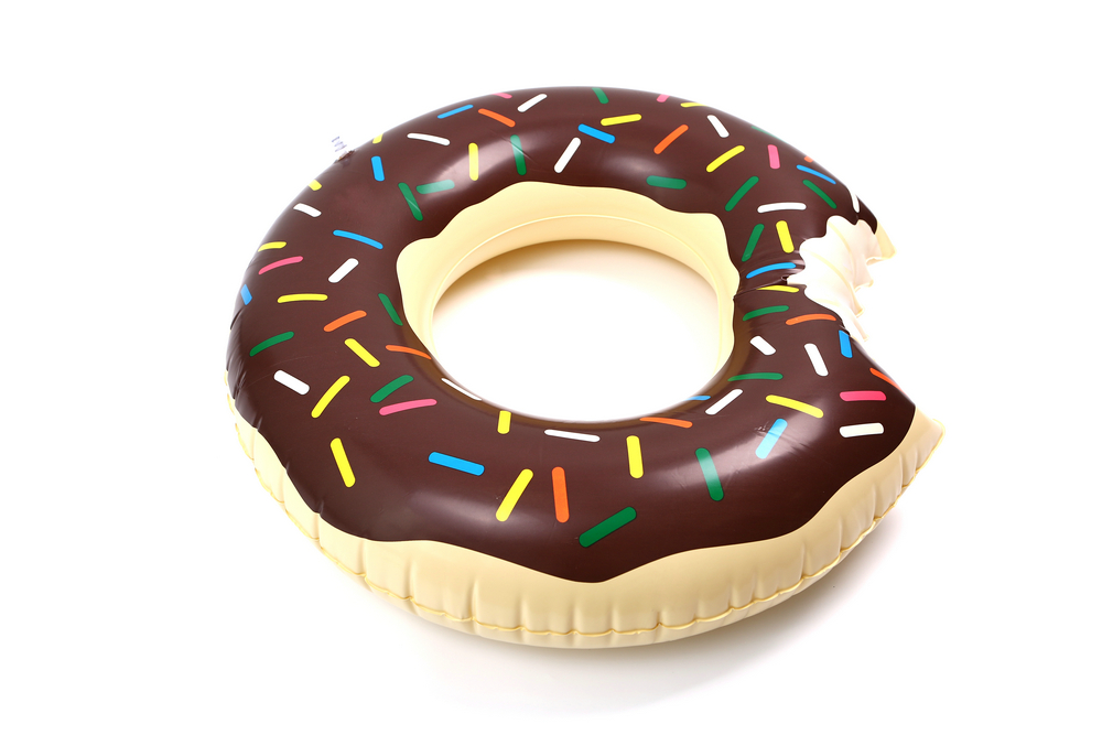 Inflatable PVC water toy printed donut swim ring