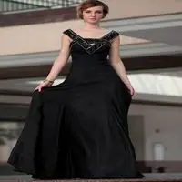 DORISQUEEN Sexy Black Plus Size Evening Formal Maxi Dress