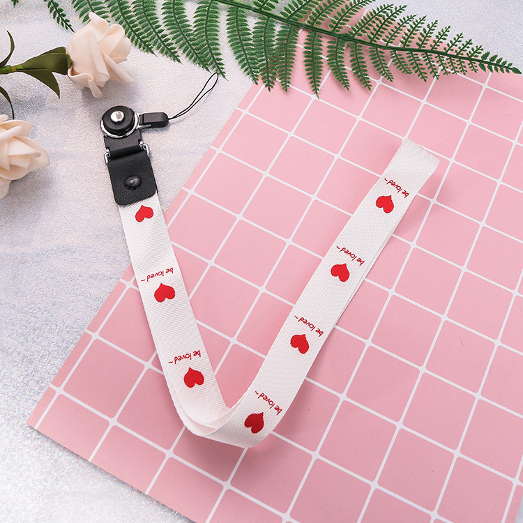 2 IN 1 Detachable Buckle Mobile Phone Straps Black Pink Cute Love Heart Multi-function Phone Lanyard Neck Strap Rope Wholesale