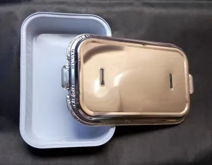 Disposable Aluminum Lid Lunch Box with Grilled Enoki Mushrooms for Barbecue Snacks