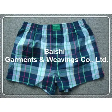 Plaid underwear,100% Cotton Men\'s Boxer,OEM underwear