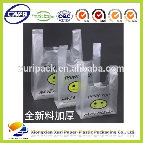 customize high quality logo printed hdpe t-shirt bags