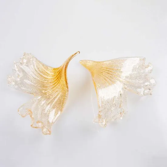 Transparent Leaf-Shaped Glass Pendant Light for Hotel Lobby