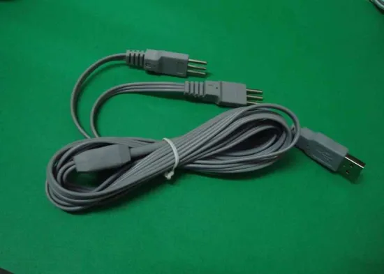 Gray Flexible Medical Cable /tens Electrodes Wire With Usb Plug, Gray Fda, Ce Pvc Insulation Tens Lead Wires