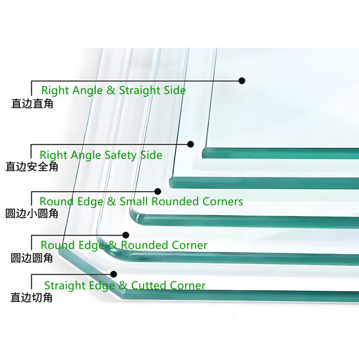 Glass de eletrônicos ópticos com bordas e cantos diferentes