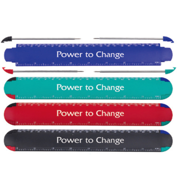 2-in-1 Ruler and Pen with 4 Colors, 20cm Length
