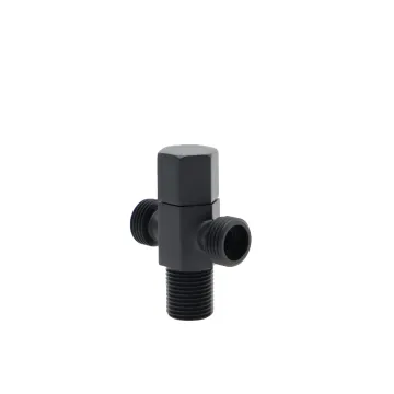 Brass 3-way angle valve male thread  3 way toilet angle valve black