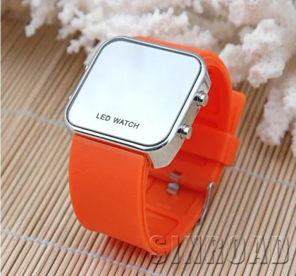 2014 LED silicone fashion Sport Mirror LED Watch hand touch watch led watch