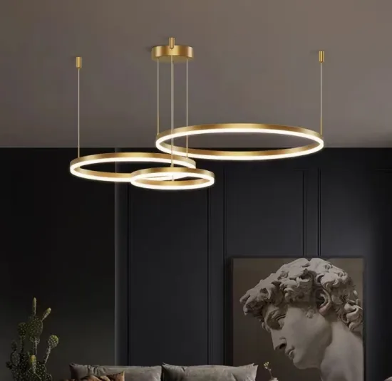 Modern Black Customizable Dimmer Round Ring Hanging Chandeliers & Pendant Lights