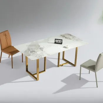 Modern Minimalist Luxury Slate and Stainless Steel Dining Tables for the Kitchen or Dining Room