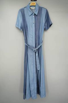 Turn Down Collar Contrast Color Shirt Dress