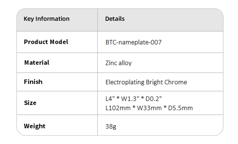 BTC-nameplate-007 X-4