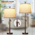 3-Color Tall Nightstand Lamps Dimmable Modern Office Set