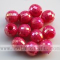 Sparking solid round faceted acrylic beads with AB color plating