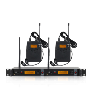 Wireless In-Ear Monitor System: 2-Channel Bodypack Microphones with 40Hz-12kHz Frequency Range, Ideal for Singing and Live Sound Performance - Pack of 2