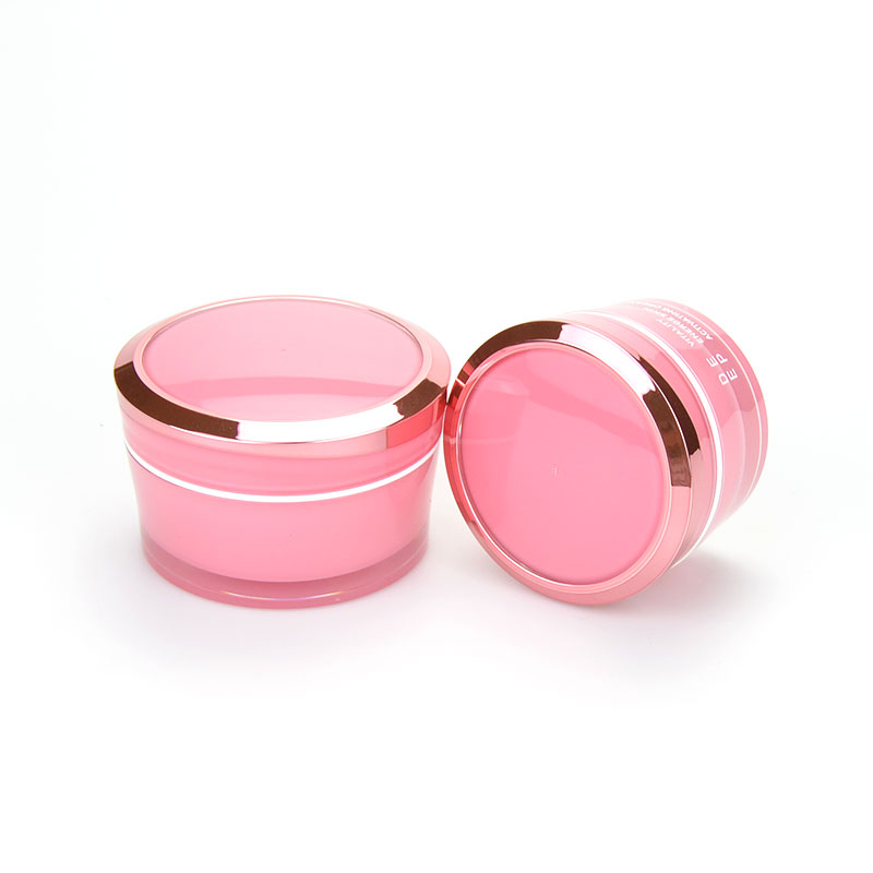 Parede dupla vazia redonda de luxo plástico de plástico rosa frascos de creme 30ml 50ml