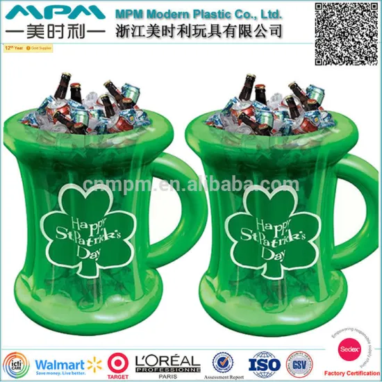 Portable inflatable pool cooler floats for promotion