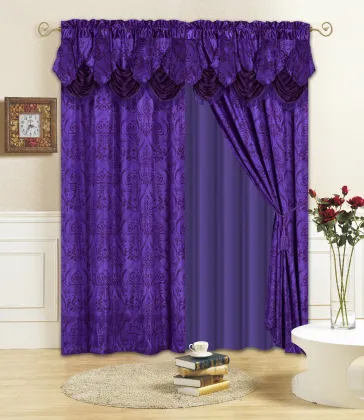 2 Pc Curtain Panel Set with Attached Valance