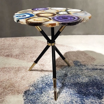 Italian Brand Luxury Modern Round Coffee Table with Agate Marble Top