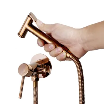 Rose Gold Handheld Toilet Bidet Sprayer with Hot and Cold Mixer