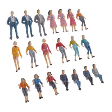 20 Pack Model Trains Architectural 1:25 Scale Painted Figures O Scale Sitting and Standing People for Miniature Scenes
