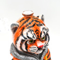 Tigre di argilla polimerica 3D, bong da becher di vetro con decorazione di argilla polimerica carina tigre, tubo d'acqua di vetro borosilicato, decorazione per la casa