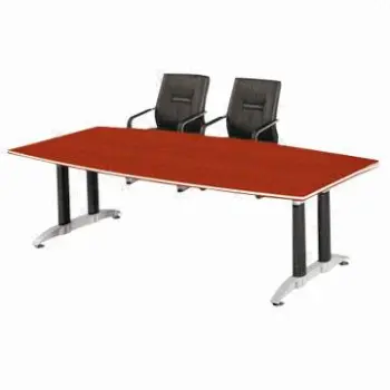 2m wooden meeting table, MDF red cherry, walnut veneer, with metal leg, classical and modern