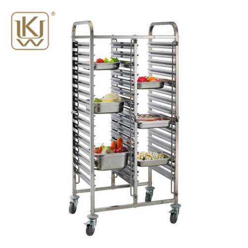 Rostfritt stål Dual Rows Gn Pan Rack Trolley