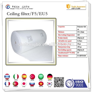 fabric ceiling filter/polyester floor filter media of air filter