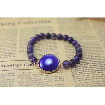 Amethyst Bracelet with Agate Pendant Piece Gemstone jewelry