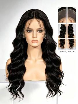 Body wave 4x4 Lcae front Natural Black wig human hair 20 inch