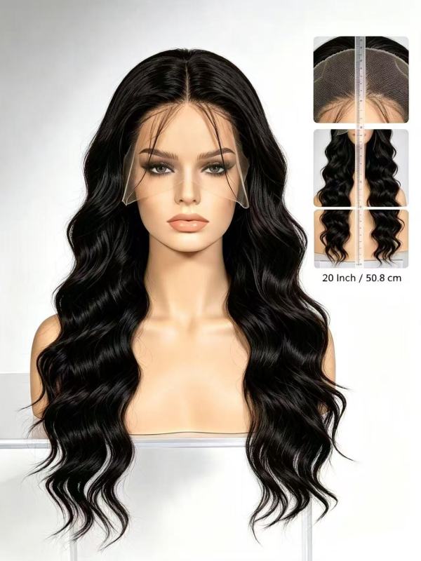Body wave 4x4 Lcae front Natural Black wig human hair 20 inch