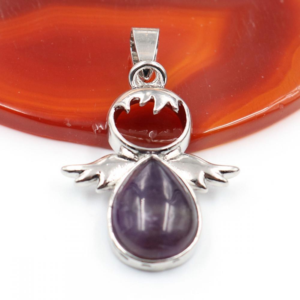 Collier aile d&#39;ange pendentif en cristal de guérison collier de pierres précieuses d&#39;équilibre de chakra pour femmes