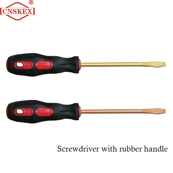 One word screwdriver with rubber handle