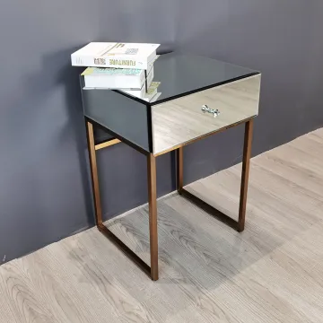 clear nightstand wood and glass gold metal leg