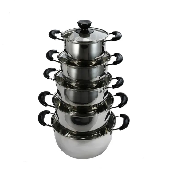 10PCS Hot Sale China Factory Classic Stainless Steel Cover Commercial Stock Pot Stainless Steel Cooking Pot